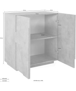 Credenza Ping Moderna 2 Ante Battente Bianco Lucido