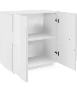 Credenza Ping Moderna 2 Ante Battente Bianco Lucido