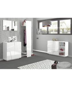 Web Furniture Scarpiera Moderna 2 Ante Bianco Lucido 81x39,2x86 cm