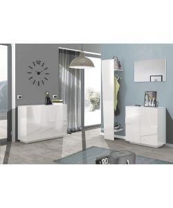 Web Furniture Scarpiera Moderna 2 Ante Bianco Lucido 81x39,2x86 cm