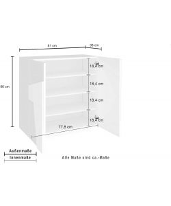 Web Furniture Scarpiera Moderna 2 Ante Grigio 81x39,2x86 cm - PING