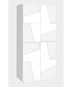 Web Furniture Scarpiera Moderna 4 Ante 81x39,2 Bianco Lucido Design Italiano