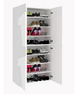 Web Furniture Scarpiera Moderna 4 Ante 81x39,2 Bianco Lucido Design Italiano