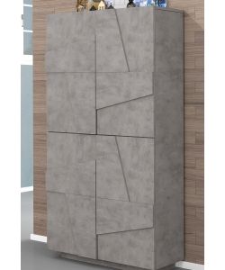 Web Furniture Scarpiera Ping Moderna 4 Ante - Cemento Bronx - Design Italiano