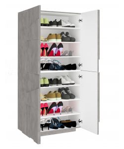 Web Furniture Scarpiera Ping Moderna 4 Ante - Cemento Bronx - Design Italiano