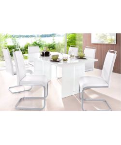 Web Furniture Tavolo Bologna Design Moderno Bianco Lucido 160 cm