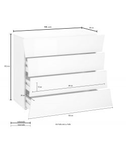Web Furniture Com Moderno Arco Bianco Lucido 4 Cassetti 81,5x98x40 cm