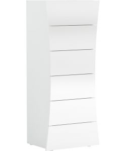Web Furniture Settimo Moderno Arco 6 Cassetti Bianco Lucido - Design Italiano - 121,7x50x40 cm