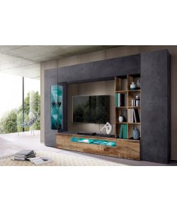 Web Furniture Soggiorno Egypt in Melaminico Ardesia e Acero Pereira - Design Italiano