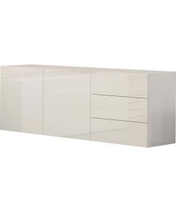 Credenza Moderna 2 Ante + 3 Cassetti Metis Bianco Lucido