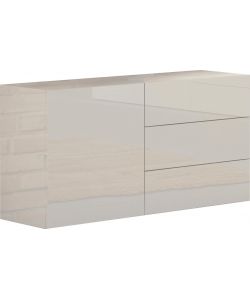 Credenza Moderna 1 Anta + 3 Cassetti Metis Bianco Lucido