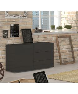 Credenza Moderna 1 Anta + 3 Cassetti Metis Antracite Laccato