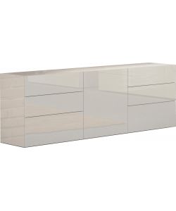Credenza Moderna 1 Anta + 6 Cassetti Metis Bianco Lucido