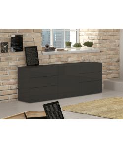 Credenza Moderna 1 Anta + 6 Cassetti Metis Antracite Laccato