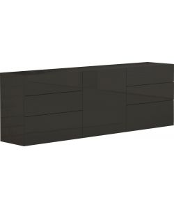 Credenza Moderna 1 Anta + 6 Cassetti Metis Antracite Laccato