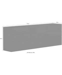 Credenza Moderna 1 Anta + 6 Cassetti Metis Antracite Laccato