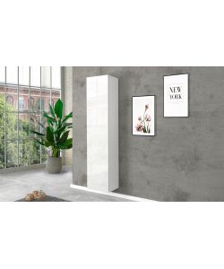 Web Furniture Colonna Armadio Maruska Bianco Lucido 180x40x40 cm - Design Moderno - 100% Made in Italy