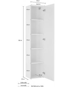 Web Furniture Colonna Armadio Maruska Bianco Lucido 180x40x40 cm - Design Moderno - 100% Made in Italy