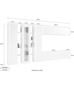 Soggiorno Moderno Da 340Cm Maruska Bianco Lucido