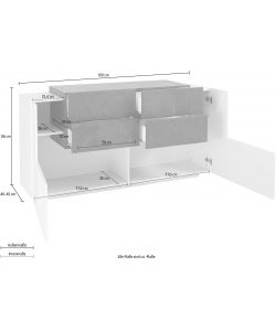 Credenza New Corona Moderna 2 Ante Battenti 4 Cassetti Bianco Ardesia