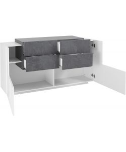 Credenza New Corona Moderna 2 Ante Battenti 4 Cassetti Bianco Ardesia