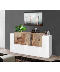 Credenza New Corona Moderna 2 Ante Battenti 2 Ante Battente Bianco Acero Pereira