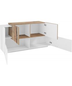 Credenza New Corona Moderna 2 Ante Battenti 2 Ante Battente Bianco Acero Pereira