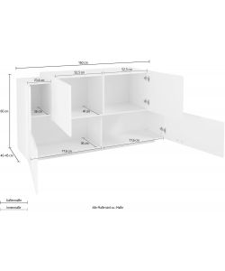 Credenza New Corona Moderna 2 Ante Battenti 2 Ante Battente Bianco Ardesia