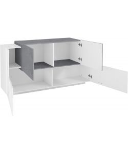 Credenza New Corona Moderna 2 Ante Battenti 2 Ante Battente Bianco Ardesia