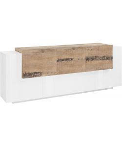Credenza New Corona Moderna 2 Ante Battenti 1 Ribalta 2 Cassetti 2 Ante Battente Bianco Acero Pereira
