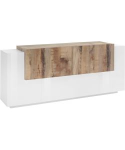 Credenza New Corona Moderna 2 Ante Battenti 1 Ribalta 4 Ante Battente Bianco Acero Pereira