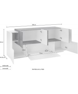 Web Furniture Credenza New Corona Bianco Ardesia - 200x45 cm Ideale per Living