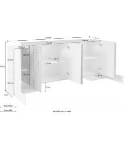 Credenza Pillon Moderna 2+4 Ante Battenti Bianco Report