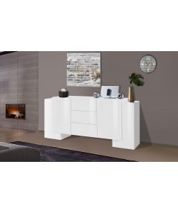 Credenza Pillon Moderna 2+2 Ante Battenti 2 Cassetti Battente Bianco Lucido