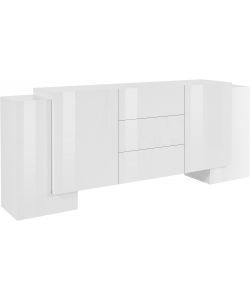 Credenza Pillon Moderna 2+2 Ante Battenti 2 Cassetti Battente Bianco Lucido