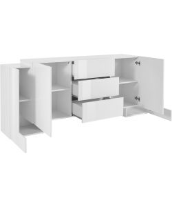 Credenza Pillon Moderna 2+2 Ante Battenti 2 Cassetti Battente Bianco Lucido