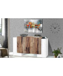 Credenza Pillon Moderna 2+3 Ante Battenti Bianco Acero Pereira