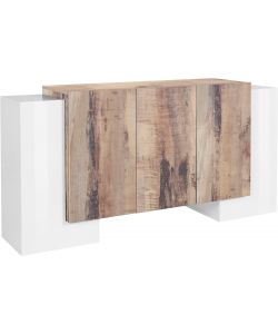 Credenza Pillon Moderna 2+3 Ante Battenti Bianco Acero Pereira