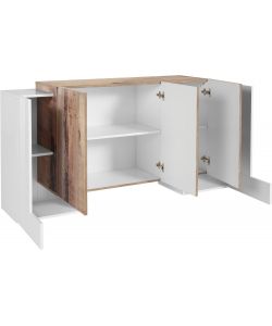 Credenza Pillon Moderna 2+3 Ante Battenti Bianco Acero Pereira