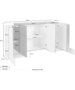 Credenza Pillon Moderna 2+3 Ante Battenti Bianco Lucido