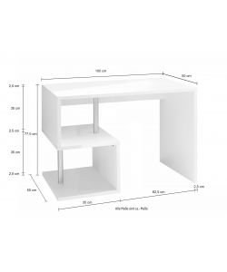 Web Furniture Scrivania Esse Bianco Lucido - Design Moderno 100cm