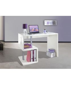 Web Furniture Scrivania Esse Bianco Lucido - Design Moderno 100cm