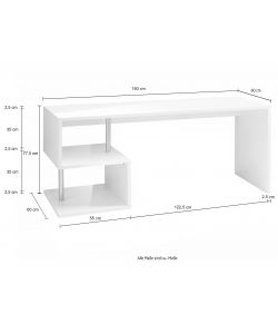 Web Furniture Scrivania Esse Bianco Lucido 180 cm - Design Moderno
