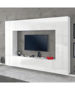 Web Furniture Parete attrezzata soggiorno bianco laccato lucido 180 cm
