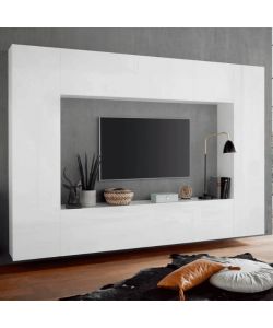 Web Furniture Parete attrezzata soggiorno bianco laccato lucido 180 cm