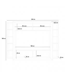 Web Furniture Parete attrezzata soggiorno bianco laccato lucido 180 cm