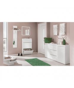 Web Furniture Specchiera moderna 60x60 cm Bianco Lucido per ingresso