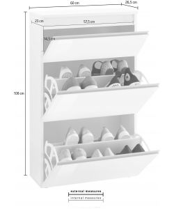 Web Furniture Scarpiera Magic Bianco Lucido - Design Italiano 60cm