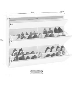 Scarpiera Magic Moderna 2 Ante Battente 1 Antina Ribalta Bianco Laccato 120Cm