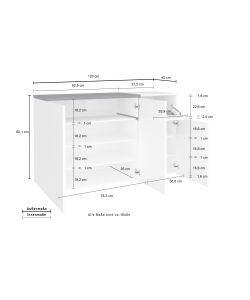 Web Furniture Scarpiera Zet 22 Paia Bianco Lucido e Ardesia - Design Italiano